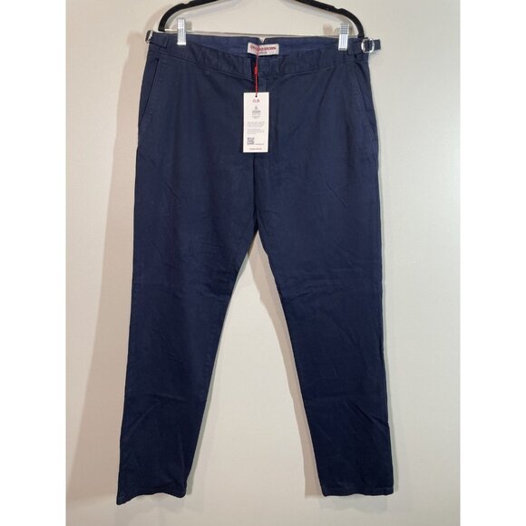 ORLEBAR BROWN Fallon Stretch Cotton Navy Blue Pants Size 36 New Dress Pants - Picture 1 of 11